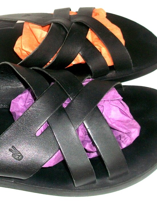 John Varvatos Merida NearNew Handmade Black Leather Slide Sandals`12M $398 main image 12